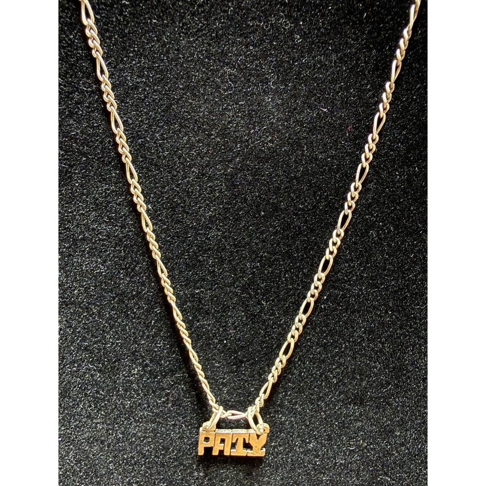 925 Sterling Silver Link Chain Necklace Mexico Name Pendant Paty Vintage App 18"